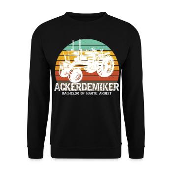 Bauer Geschenk Traktor Bachelor of harte Arbeit - Unisex Pullover - Schwarz - Vorne - Alina (178cm) & Michal (187cm)