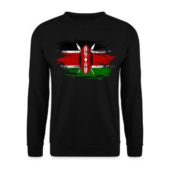Kenia Flagge used - Unisex Pullover - Schwarz - Vorne - Alina (178cm) & Michal (187cm)