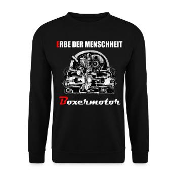 Erbe der Menschheit: Boxermotor - Unisex Pullover - Schwarz - Vorne - Alina (178cm) & Michal (187cm)