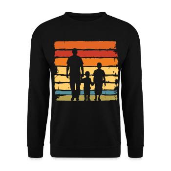 Father's Day father with two sons retro vintage - Unisex Sweatshirt - black - Front - Alina (178cm) & Michal (187cm)