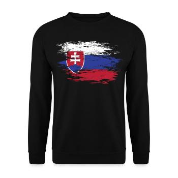 Slowakei Flagge used - Unisex Pullover - Schwarz - Vorne - Alina (178cm) & Michal (187cm)