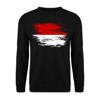 Indonesien Flagge used - Unisex Pullover - Schwarz - Vorne - Alina (178cm) & Michal (187cm)