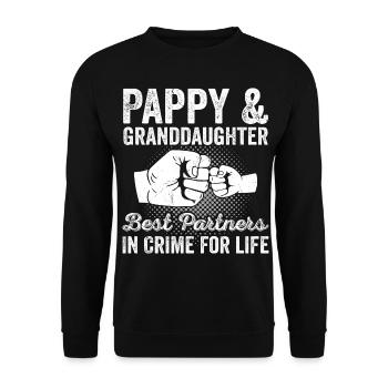 Pappy und Enkelin Partner in Crime Fist Bump - Unisex Pullover - Schwarz - Vorne - Alina (178cm) & Michal (187cm)