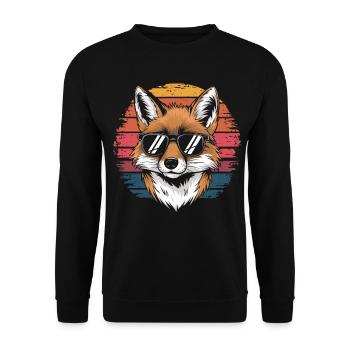 Fuchs mit Sonnenbrille vintage - Unisex Pullover - Schwarz - Vorne - Alina (178cm) & Michal (187cm)