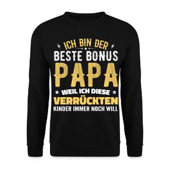 Bonus Dad Stepdad Bonus Dad Dad Gift - Unisex Sweatshirt - black - Front - Alina (178cm) & Michal (187cm)