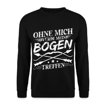 Mein Bogen Bogenschießen Bogenschütze Geschenk - Unisex Pullover - Schwarz - Vorne - Alina (178cm) & Michal (187cm)
