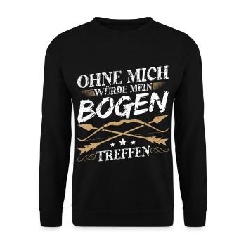Ohne Mich Würde Mein Bogen Treffen Bogenschießen - Unisex Pullover - Schwarz - Vorne - Alina (178cm) & Michal (187cm)