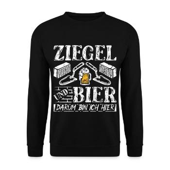 Ziegel und Bier für Handwerker Bauarbeiter Maurer - Unisex Pullover - Schwarz - Vorne - Alina (178cm) & Michal (187cm)