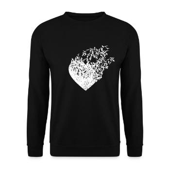 Herz Fliegende Vögel Liebe Herz - Unisex Pullover - Schwarz - Vorne - Alina (178cm) & Michal (187cm)