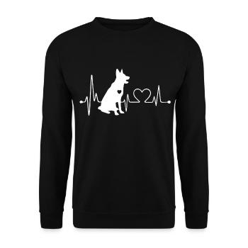 German Shepherd Heartbeat T Shirt - Unisex Sweatshirt - black - Front - Alina (178cm) & Michal (187cm)