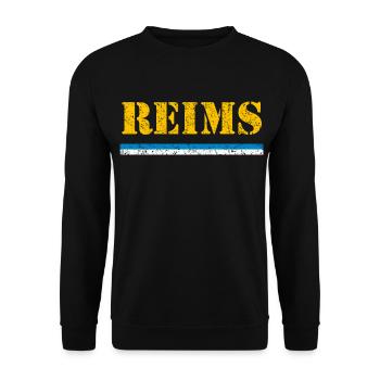 Reims / Lettering & Flag - VINTAGE - Unisex Sweatshirt - black - Front - Alina (178cm) & Michal (187cm)