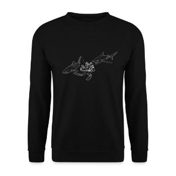 Hai Unterwasserkameramann - Unisex Pullover - Schwarz - Vorne - Alina (178cm) & Michal (187cm)