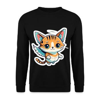 Guardian Angel Cat Spirituality Angel Gift - Unisex Sweatshirt - black - Front - Alina (178cm) & Michal (187cm)