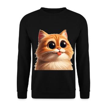Cat with huge eyes - Unisex Sweatshirt - black - Front - Alina (178cm) & Michal (187cm)