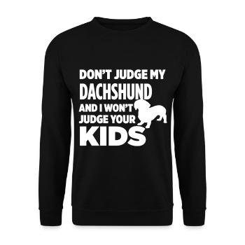 Don't Judge My Dachshund - Unisex Sweatshirt - black - Front - Alina (178cm) & Michal (187cm)