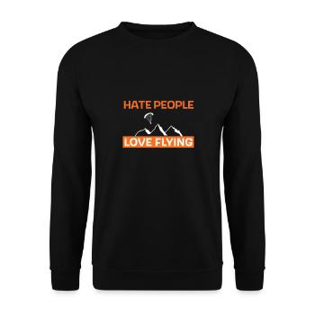 Détester les gens - aimer voler - Sweat-shirt Unisexe - noir - Devant - Alina (178cm) & Michal (187cm)
