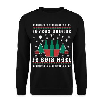 Noël humour joyeux bourré je suis Noel cadeau Noël - Sweat-shirt Unisexe - noir - Devant - Alina (178cm) & Michal (187cm)