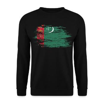 Turkmenistan Flagge - Unisex Pullover - Schwarz - Vorne - Alina (178cm) & Michal (187cm)