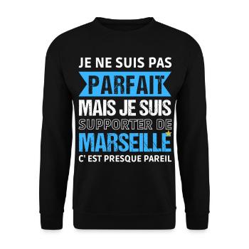 Supporter de Marseille cadeau pour Marseillais - Sweat-shirt Unisexe - noir - Devant - Alina (178cm) & Michal (187cm)