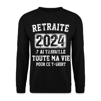 Retraité 2024 humour retraite cadeau pour retraité - Sweat-shirt Unisexe - noir - Devant - Alina (178cm) & Michal (187cm)