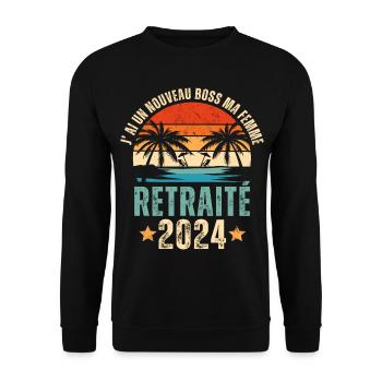 Retraité 2024 humour retraite cadeau pour retraité - Sweat-shirt Unisexe - noir - Devant - Alina (178cm) & Michal (187cm)