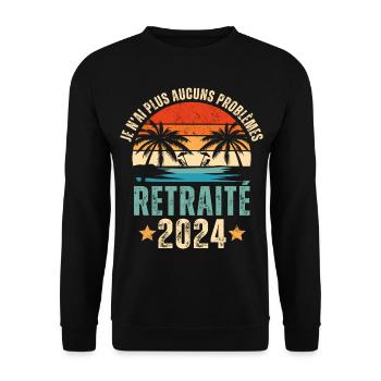 Retraité 2024 humour retraite cadeau pour retraité - Sweat-shirt Unisexe - noir - Devant - Alina (178cm) & Michal (187cm)