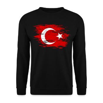 Türkei Flagge used - Unisex Pullover - Schwarz - Vorne - Alina (178cm) & Michal (187cm)