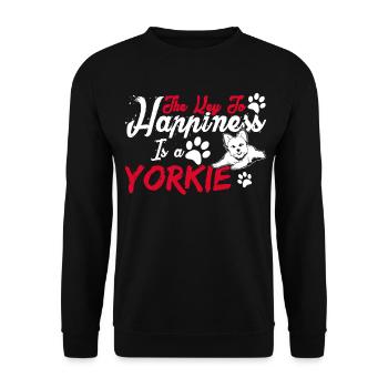 The Key To Happiness Is A Yorkie - Unisex Sweatshirt - black - Front - Alina (178cm) & Michal (187cm)