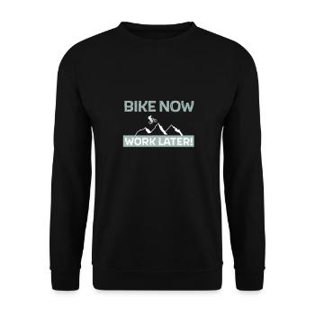 Bike now - work later - Unisex Pullover - Schwarz - Vorne - Alina (178cm) & Michal (187cm)