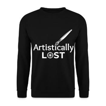 Artistically Lost Compass Map Design - Unisex Sweatshirt - black - Front - Alina (178cm) & Michal (187cm)