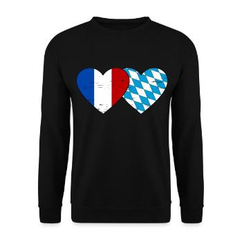 France Bavaria Flag Heart used - Unisex Sweatshirt - black - Front - Alina (178cm) & Michal (187cm)