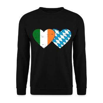 Ireland Bavaria Flag Heart used - Unisex Sweatshirt - black - Front - Alina (178cm) & Michal (187cm)