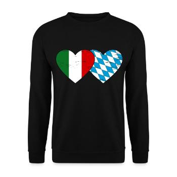 Italy Bavaria Flag Heart used - Unisex Sweatshirt - black - Front - Alina (178cm) & Michal (187cm)