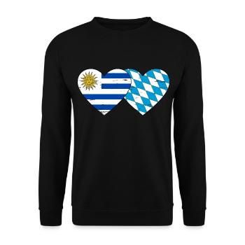 Uruguay Bavaria flag heart used - Unisex Sweatshirt - black - Front - Alina (178cm) & Michal (187cm)