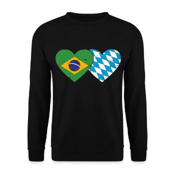 Brésil Bavière Drapeau Coeur utilisé - Sweat-shirt Unisexe - noir - Devant - Alina (178cm) & Michal (187cm)