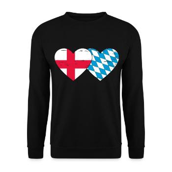 England Bavaria Flag Heart used - Unisex Sweatshirt - black - Front - Alina (178cm) & Michal (187cm)