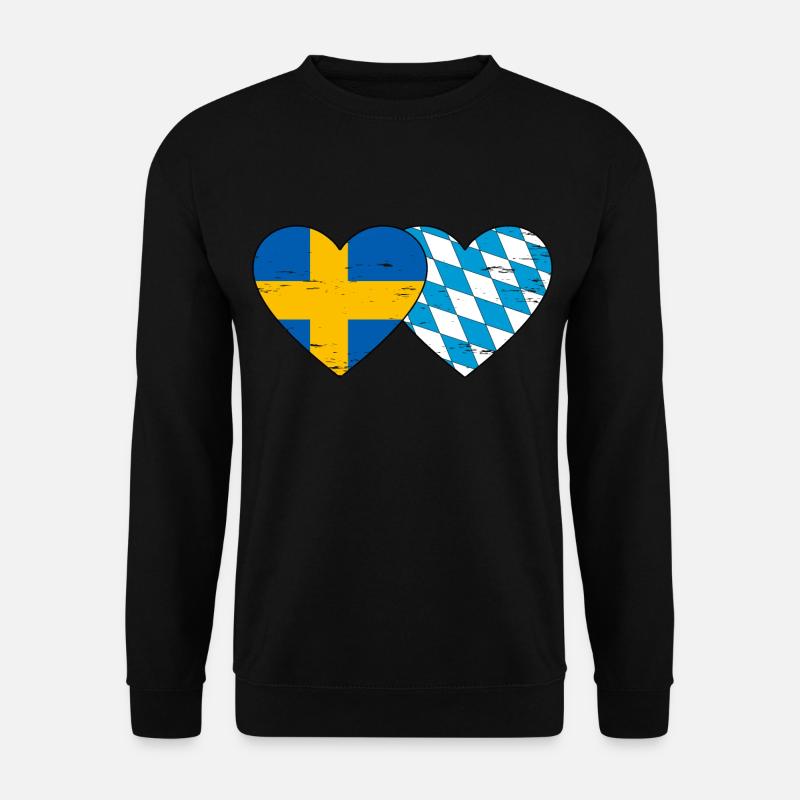 Suède Bavière Drapeau Coeur Utilisé - Sweat-shirt Unisexe - noir