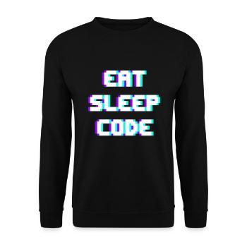 EAT SLEEP CODE Programmierer Coder Motto - Unisex Pullover - Schwarz - Vorne - Alina (178cm) & Michal (187cm)