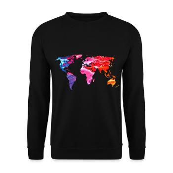 Welt Bunte Weltkarte - Unisex Pullover - Schwarz - Vorne - Alina (178cm) & Michal (187cm)