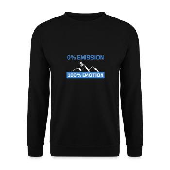 0% Emission 100% Emotion - Unisex Pullover - Schwarz - Vorne - Alina (178cm) & Michal (187cm)