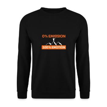 0% Emission 100% Emotion - Unisex Pullover - Schwarz - Vorne - Alina (178cm) & Michal (187cm)