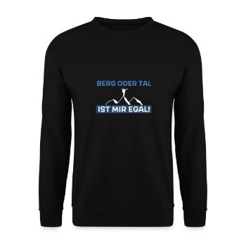 Berg oder Tal ist mir egal - Unisex Pullover - Schwarz - Vorne - Alina (178cm) & Michal (187cm)