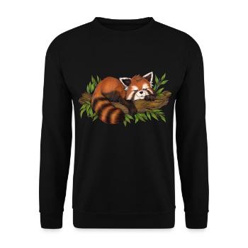 Niedlicher Schlafender Roter Panda Geschenk Schlaf - Unisex Pullover - Schwarz - Vorne - Alina (178cm) & Michal (187cm)