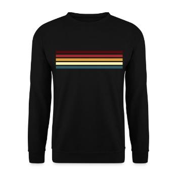 Retro Streifen Design in Vintage Farben - Unisex Pullover - Schwarz - Vorne - Alina (178cm) & Michal (187cm)