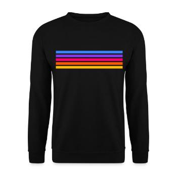 Retro Streifen Design in Vintage Farben - Unisex Pullover - Schwarz - Vorne - Alina (178cm) & Michal (187cm)