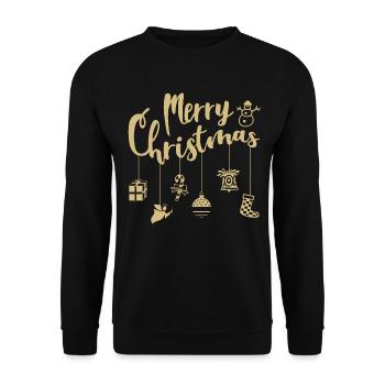 Weihnachten Ornamente Dekoration Frohe Weihnachten - Unisex Pullover - Schwarz - Vorne - Alina (178cm) & Michal (187cm)