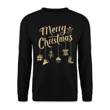 MWeihnachten Ornamente Dekoration Frohe Weihnachte - Unisex Pullover - Schwarz - Vorne - Alina (178cm) & Michal (187cm)