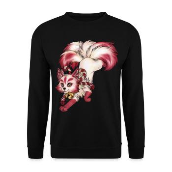 Kitsune Fuchs Fuchsgeist Inari Japan Mythologie - Unisex Pullover - Schwarz - Vorne - Alina (178cm) & Michal (187cm)