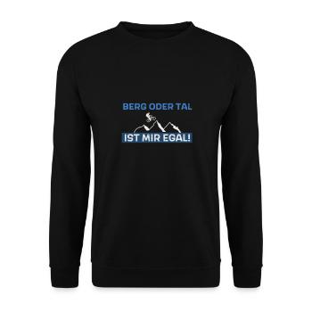 Berg oder Tal ist mir egal - Unisex Pullover - Schwarz - Vorne - Alina (178cm) & Michal (187cm)