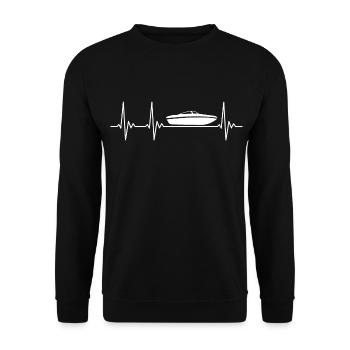 Motorboot Boot Yacht Herzschlag Kapitän - Unisex Pullover - Schwarz - Vorne - Alina (178cm) & Michal (187cm)